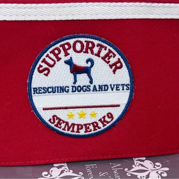 Red Canvas Semper K9 Supporter Patch Wristlet with White Strap - Picture 3 of 8